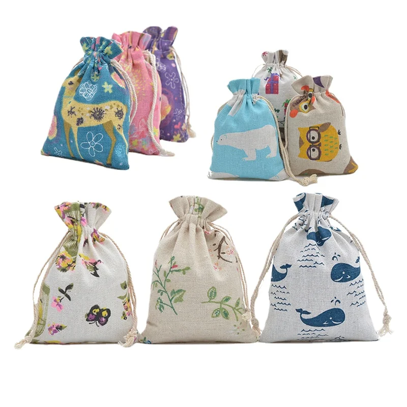Linen Bag Bulk - Sac en lin de coton imprimé