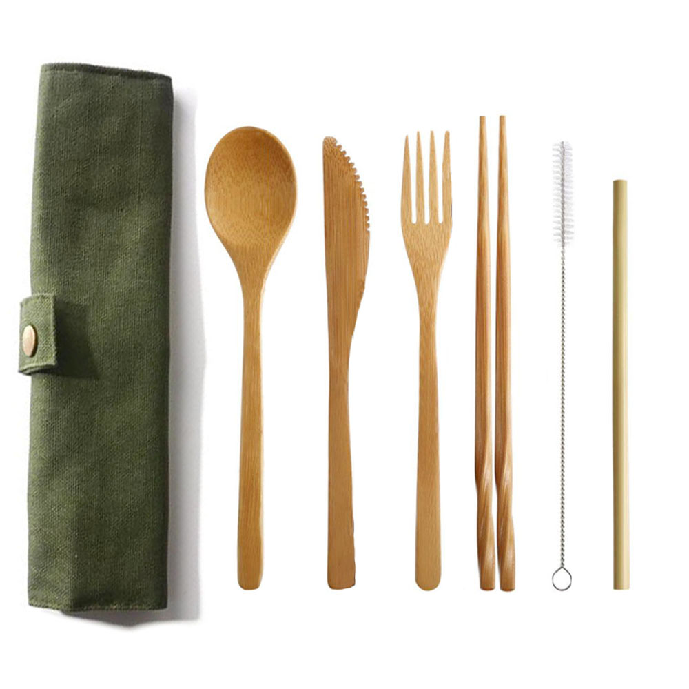 Bamboo Cutlery Travel - Couverts en bambou réutilisables, service de