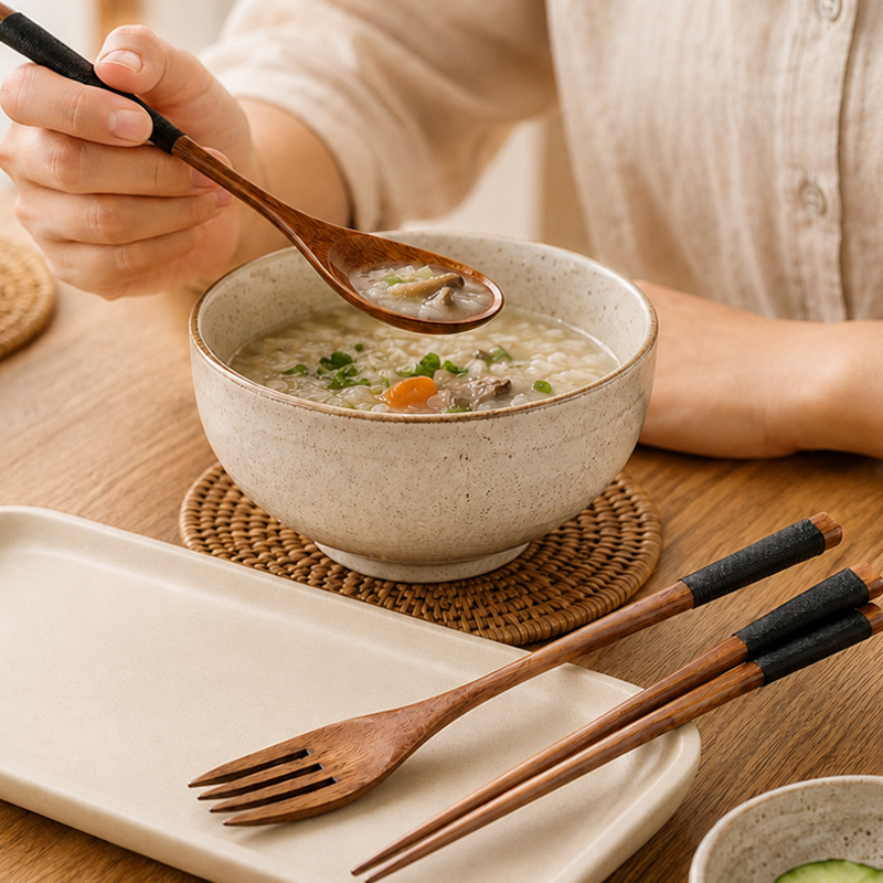 Bamboo Cutlery Travel - Ensemble de couverts en bois naturel