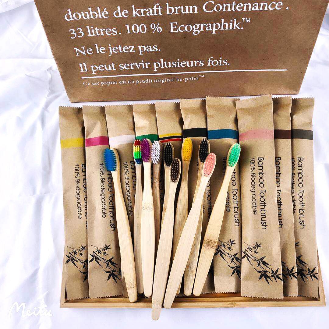 Bamboo Toothbrush Set - Couleur aléatoire 5/10 pièces Brosse à