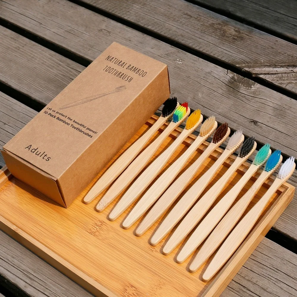 Bamboo Toothbrush Set - 10 pièces brosse à dents colorée