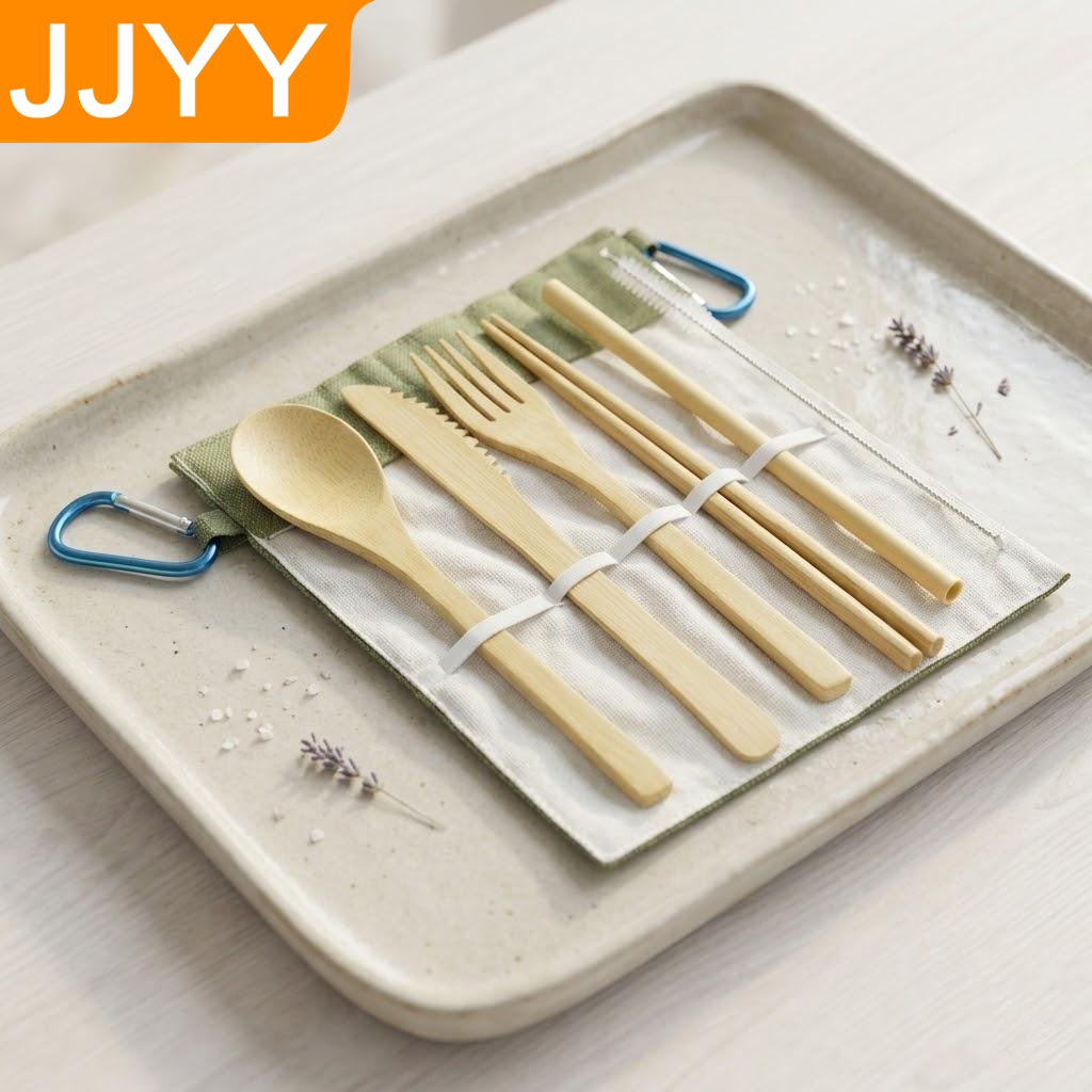 Bamboo Cutlery Travel - Ensemble de couverts de voyage réutilisables