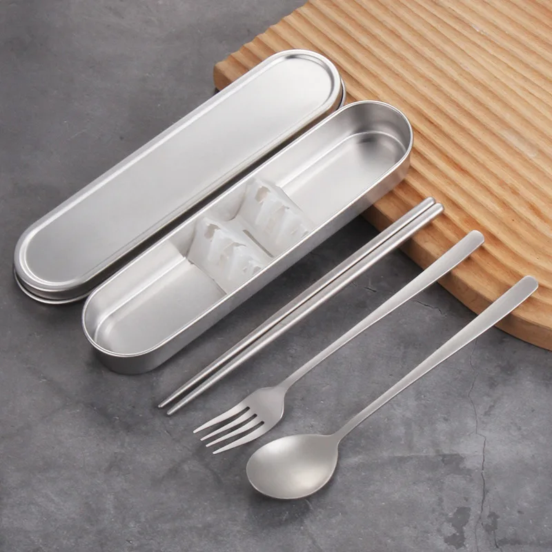 Bamboo Cutlery Travel - Ensemble de couverts portables en acier